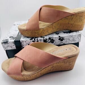 CL by Laundry Women's Dream Day Smooth Espadrille Wedge Sandal, Size 8.5 EUR 39
